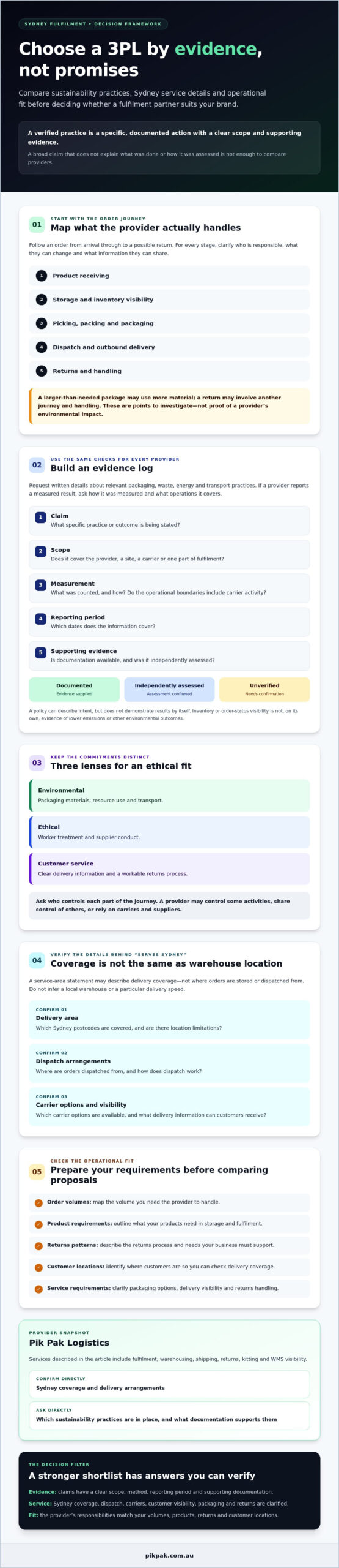 Logistics for Ethical and Sustainable Brands in Sydney: How to Choose a 3PL